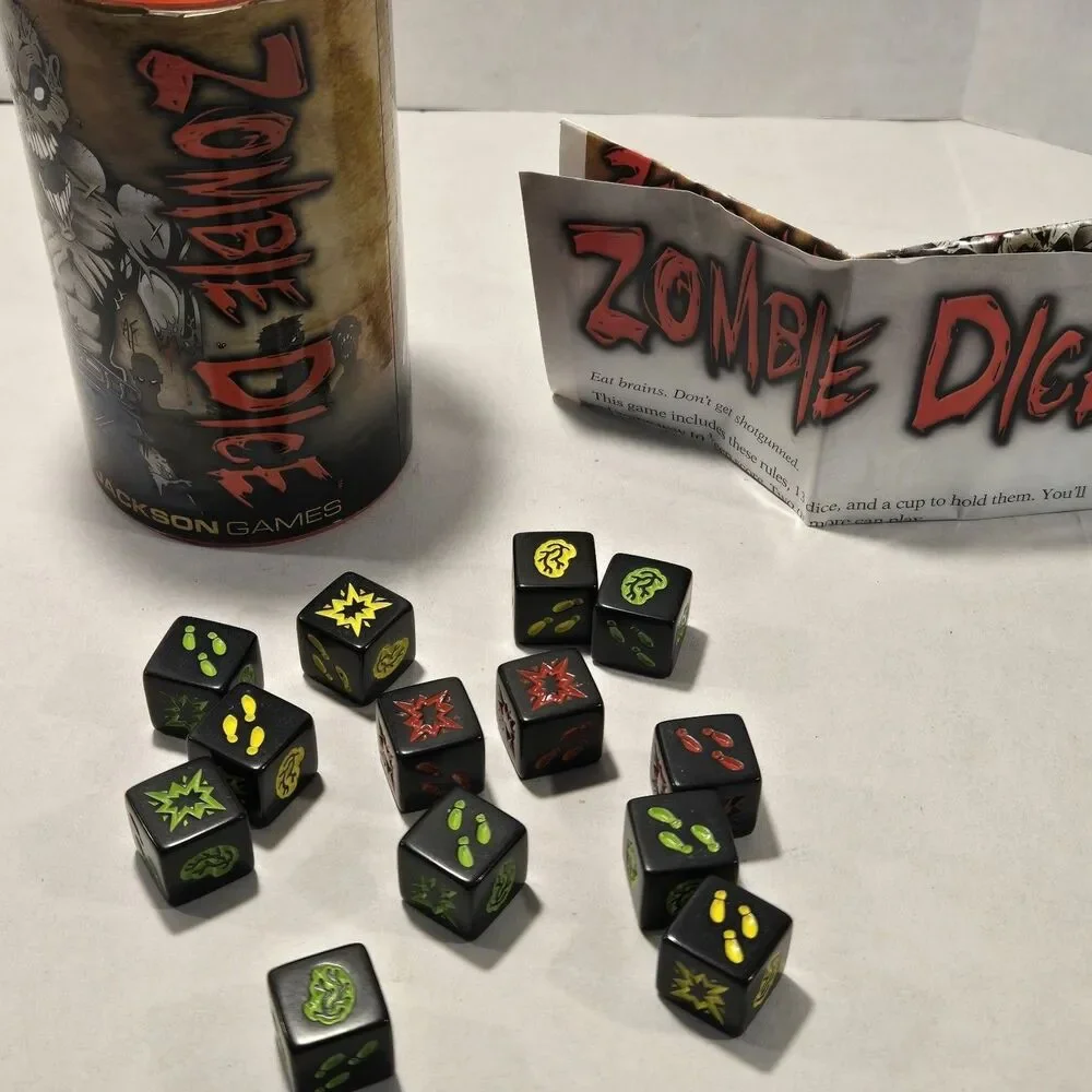 Zombie Dice Game by Steve Jackson Games - Complete (13 Dice, Cup, Rulebook)